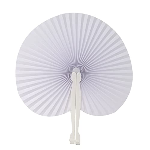HONBAY 12PCS Folding Handheld Paper Fans Birthday Wedding Party Round Shaped Accordion Fans Party Favors