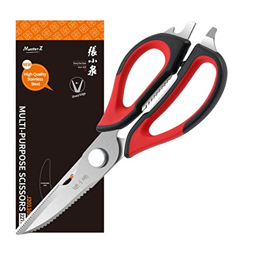 Heavy Duty Kitchen Scissors, ZHANG XIAO QUAN Multipurpose Come Apart Kitchen Shears with Serrated Edge, Anti-rust Cooking Scissors for Chicken, Bone, Meat, Turkey, Fish, Dishwasher Safe