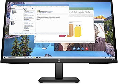 HP M27ha FHD Monitor – Full HD Monitor (1920 x 1080p) – IPS Panel and Built-in Audio – VESA Compatible 27-inch Monitor Designed for Comfortable Viewing with Height and Pivot Adjustment – Black
