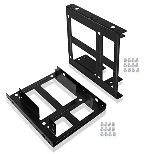 YAODHAOD Dual SSD Mounting Bracket, 2.5 to 3.5 Internal Hard Drive Adapter, SSD HDD Drive Bays Metal Mounting Holder Kit (Pack of 2) (Dual SSD Adapter)