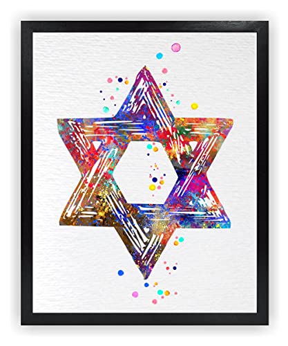 Dignovel Studios 24X36 Unframed Star of David Symbol Hebrew Jewish Identity Judaism Watercolor Art Print Home Office Wall Décor Poster DN714