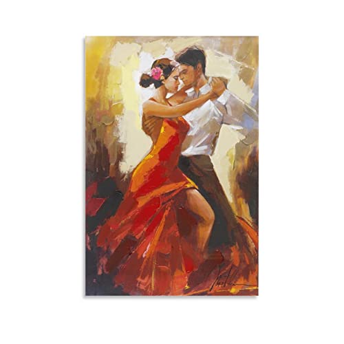 NATINR Room Decor Aesthetic Dancing Tango Dancers Poster Print Dance Studio Canvas Paintings Posters Prints Wall Art for Office Room Decor Gift 24x36inch(60x90cm) Unframe-style