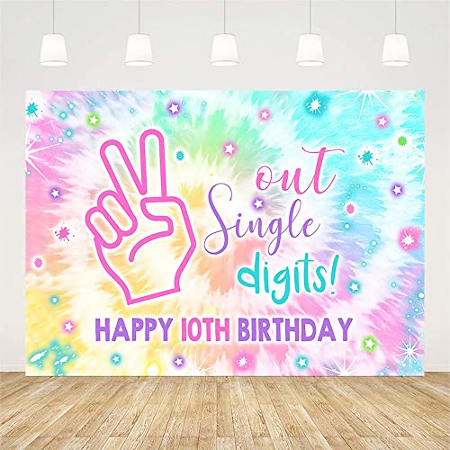 Sendy 7x5ft Out Single Digits Backdrop Happy 10th Birthday Party Decorations Supplies for Girl Tie Dye Rainbow It’s My 10 Years Old Bday Background Banner Photo Studio Props Vinyl, Pink | The Storepaperoomates Retail Market - Fast Affordable Shopping