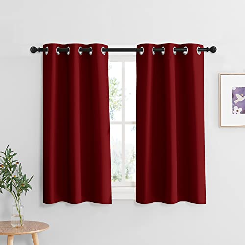 RYB HOME Closet Curtains 45 inches, Room Darkening Curtain Drapes with Rustproof Eyelet Privcay Shades Holiday Window Treatment for Studio Dorm Basement, W37 x L45 inches, Red, 2 Panels