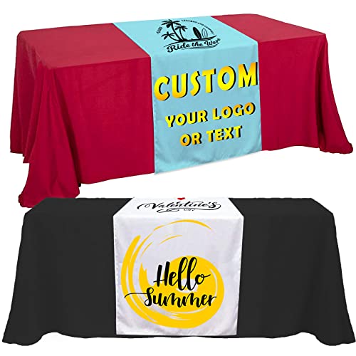 FUHTURCE Custom Table Runner with Business Logo Personalized Customized Burlap Tablecloth Runner Printed Name Design Text for Party Birthday Wedding Decorations 30×72 Inch, T-3072
