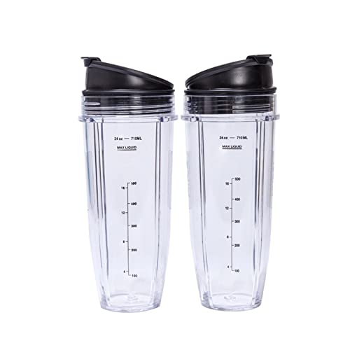 DRJIE air Conditioner 2 Pack Blender Cups 24OZ with Sip Seal Lids Compatible with Nutri Ninja Auto IQ Series Accessories