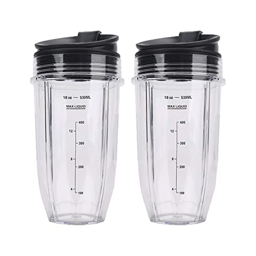 DRJIE air Conditioner 2 Pack 18 OZ Replacement Blender Cups with Sip N Seal Flip Lids Compatible with Nutri Ninja Auto-iQ 1000w Series and Duo Blender Accessories