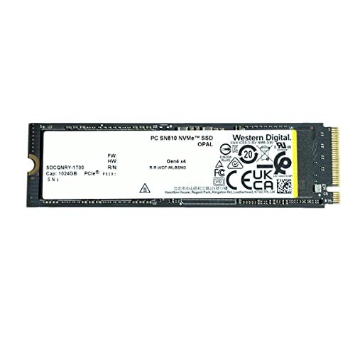 Western Digital SSD 1TB PC SN810 SDCQNRY 1T00 PCIe 4.0 NVMe Opal SED Encryption M.2 2280 Solid State Drive for PS5 Dell HP Lenovo Laptop Desktop Ultrabook