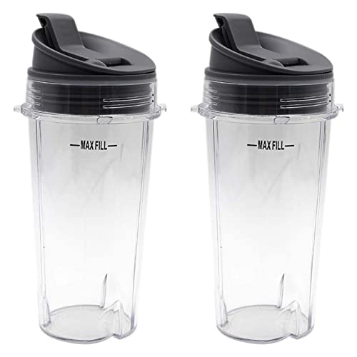 DRJIE air Conditioner 2 Pack 16Oz Blender Cups with Sip N Seal Lids Replacement Parts Compatible Fit for Nutri Ninja Blender Accessories