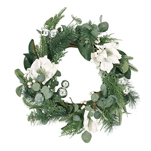 Christopher Knight Home Mariette Artificial Wreath, Green + White