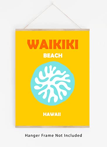 Preppy Travel Print No.15 Wall Art Decor – 8×10 UNFRAMED Abstract Aesthetic Boho Indie Matisse-Inspired Gift for Girls,Teens,Women. Shades of Aqua, Orange & Yellow. Waikiki Beach, Hawaii | The Storepaperoomates Retail Market - Fast Affordable Shopping