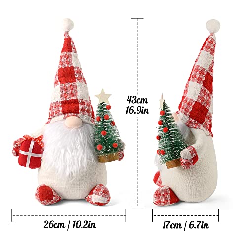 D-FantiX Christmas Handmade Gnomes Light Up 16.9 Inch Large Swedish Tomte Gnome Plush with Long Red Fleece Hat Holiday Christmas Decorations Ornament Gift for Home (Tree with Light) 2022 | The Storepaperoomates Retail Market - Fast Affordable Shopping