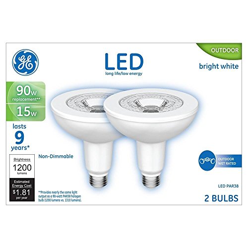 GE Lighting 234696 15W General Electric Par38 Floodlight Bulb Soft White – 1200 lumens & Pack of 2