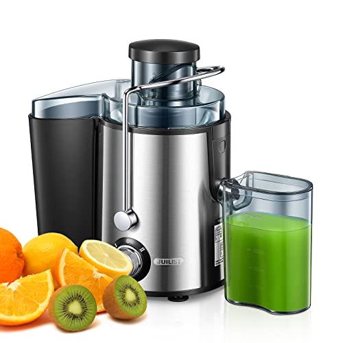 Juicer Machines, Juilist New Generation Compact Centrifugal Juicer Extractor for Fruits and Vegetables with 3” Wide Feed Chute, Easy to Clean with Anti-Drip, BPA-Free, Recipe & Brush Included, 400w