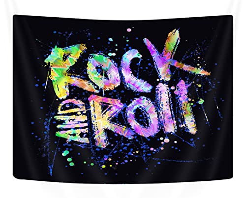 Emwnodti Trippy Rock Roll Tapestry Wall Hanging, 70s 80s Rock Music Psychedelic Musical Cool Room Wall Art Decor for Men Woman, Hip Hop Hippie Wall Tapestries for Bedroom Home Studio
