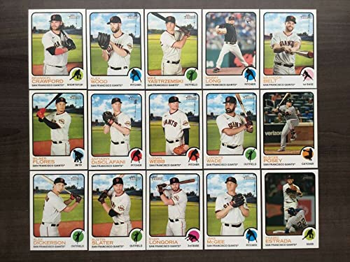 2022 Topps Heritage No SP Baseball San Francisco Giants Base MLB Hand Collated Team Set in Near Mint to Mint Condition of 15 Cards #11 Mike Yastrzemski #13 Buster Posey #14 Evan Longoria #91 Alex Dickerson #95 Brandon Crawford #129 Wilmer Flores #236 Aust