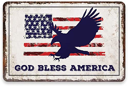 God Bless America Sign Outdoor American Eagle Metal Sign Decor for Home Wall