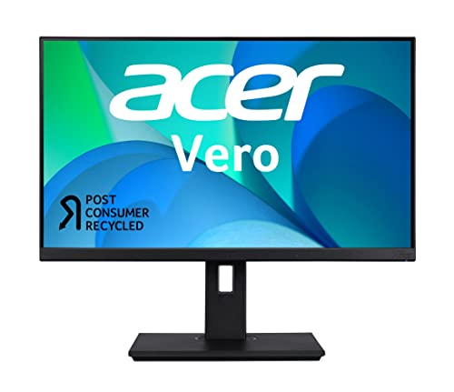 Acer Vero BR247Y bmiprx 23.8” FHD IPS Zero-Frame Monitor with Adaptive-Sync | 75Hz Refresh Rate | 4ms | EPEAT Silver | Made with Post-Consumer Recycled (PCR) Material (Display Port, HDMI 1.4 & VGA)