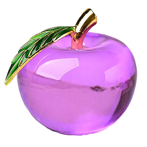 ALHBEJT Crystal Apple Figurine Healing Artificial Crystal Apple Paperweight Carved Figurine Statue Home Holiday Wedding Decoration Home Office Ornaments Decor (Purple)