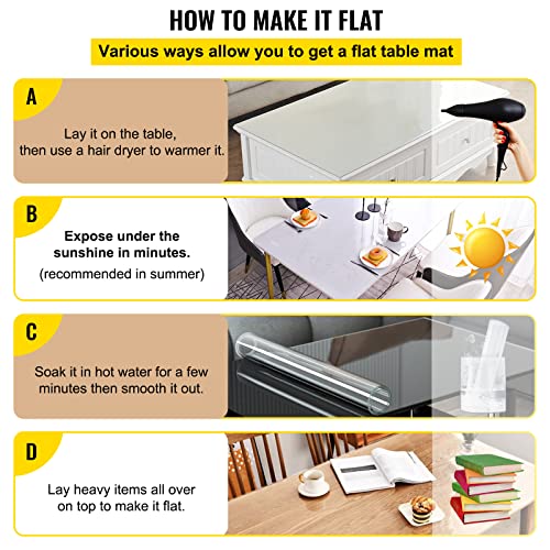 VEVOR Plastic Table Cover 42 x 78 Inch, 2 mm Thick Clear Table Protector, Rectangle Clear Desk Mat, Waterproof & Easy Cleaning for Office Dresser Night Stand | The Storepaperoomates Retail Market - Fast Affordable Shopping