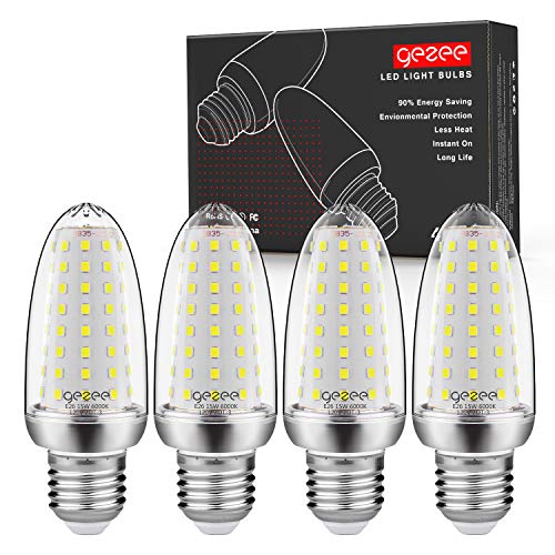 gezee 15W LED Light Bulb,150 Watt Equivalent,E26 LED Lamp 1500 Lumens 6000K Daylight White,Non-Dimmable(4-Pack )