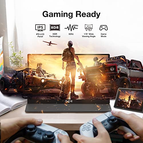 QQH Portable Monitor, 15.6″ Monitor for Laptop FHD 1080P USB C Computer Display IPS Second Screen, Mini HDMI Gaming Monitor with Smart Cover, Dual Speakers External Monitor for Phone PC MAC Xbox PS4 | The Storepaperoomates Retail Market - Fast Affordable Shopping