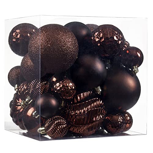Christmas Balls Ornaments -36pcs Shatterproof Christmas Tree Decorations with Hanging Loop for Xmas Tree Wedding Holiday Party Home Decor,6 Styles in 3 Sizes(Brown)