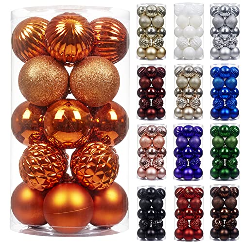 Wironlst Christmas Ball Ornaments – Shatterproof Plastic Christmas Ornaments Hanging Ball Decorations for Xmas Tree, Holiday, Wedding, Party (3.15-Inch, Orange)
