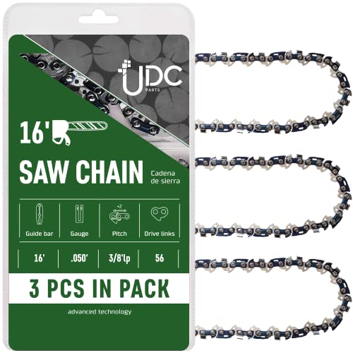 UDC Parts 3-Pieces / 16-Inch Chainsaw Chain / S56 / .50 Gauge 56 Drive Links / Low-Vibration and Low-Kickback / Fits Husqvarna Makita Echo