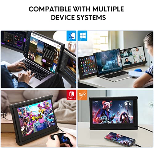 P2 Triple Portable Monitor for Laptop Screen Extender 12 Inch Dual Monitors Extender FHD 1080P IPS Display Type-C/HDMI/USB-A/Speakers for 13-16 Inch Notebook Computer Windows Mac Phone | The Storepaperoomates Retail Market - Fast Affordable Shopping