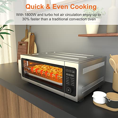 Air Fryer Toaster Oven Combo, Fabuletta 10-in-1 Countertop Convection Oven, Oil-Less Air Fryer Oven Fit 13″ Pizza, 9 Slices Toast, 5 Accessories, 1800W, Dehydrate, Reheat, Bake, Stainless Steel | The Storepaperoomates Retail Market - Fast Affordable Shopping