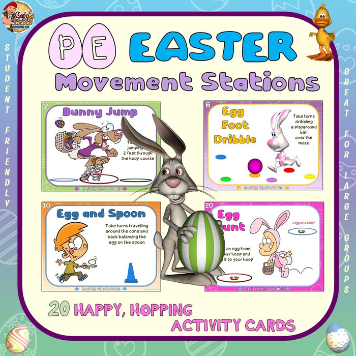 Easter PE Stations- 20 Happy, Hopping Activity Cards | The Storepaperoomates Retail Market - Fast Affordable Shopping