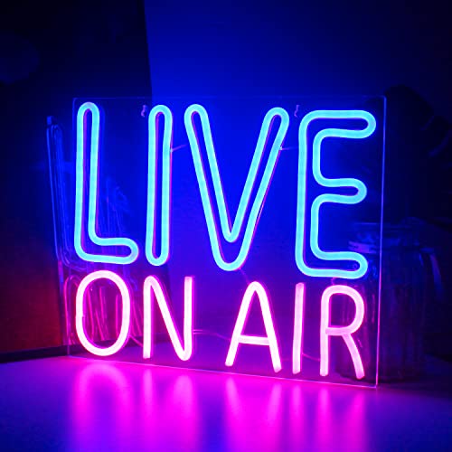 Live On Air Neon Signs ,Led Signs,Neon Signs Wall Decor ,On Air Sign for Studio Game Room Broadcasting Room Boys Room Teens Gift,Game Room Decor,Bedroom Decor，Led Sign For Home Wall Decor,Aesthetic Room Decor,Living Room Decor