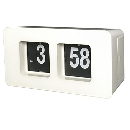 Backbayia Auto Flip Clock Desktop Digital Alarm Clocks Retro Non Ticking Wall Clock for Home Bedroom Dorm Studio