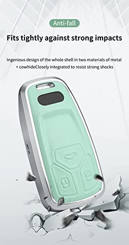 HIBEYO for New Audi Key Fob Cover Compatible with Audi A4 Q7 Q5 TT A3 A6 SQ5 R8 S5 Accessories with Keychains Metal Leather Key Case Shell Protect Original Key-Light Green | The Storepaperoomates Retail Market - Fast Affordable Shopping
