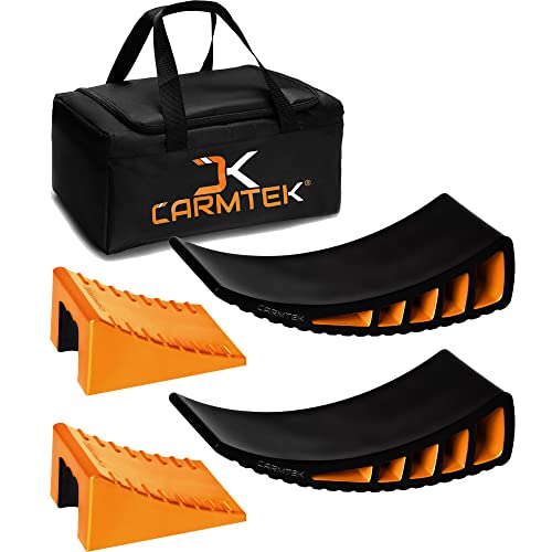 CARMTEK Camper Leveler Kit – Curved RV Levelers with Camper Wheel Chocks and Storage Bag
