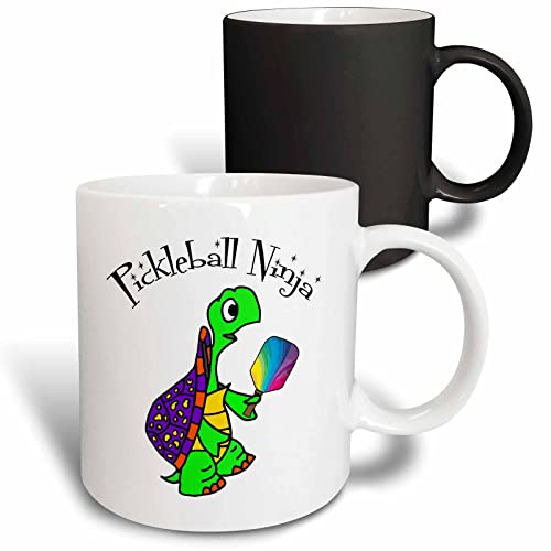 3dRose Cute Funny Turtle Playing Pickleball Ninja Sports Cartoon – Mugs (mug_355815_3)