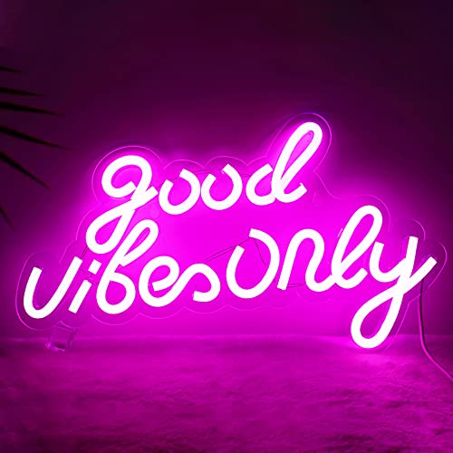 Vinray Good Vibes Only Signs For Wall Decor, Pink Neon Light For Bachelorette Party, Engagement Party,Bedroom Decor ,Led Neon Lights For Birthday ,Apartment Home Christmas Decoration