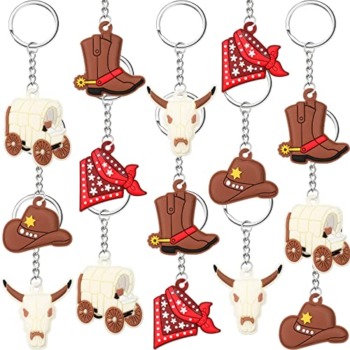 20 Pieces Western Cowboy Keychain Silicone Key Ring Kids Western Themed Party Keychain Pendant Pinata Stuffers for Kids Girls Boys Toy Souvenirs Birthday Party Goodie Bag Present | The Storepaperoomates Retail Market - Fast Affordable Shopping
