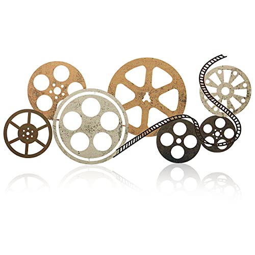 Metal Movie Reel Wall Art Abstract Antique Movie Theater Decor Beautiful Movie Reel Wall Decor Contemporary Decorative Wall Art Film Reel for Home Office Studio Decor (Colorful, Rustic Style)