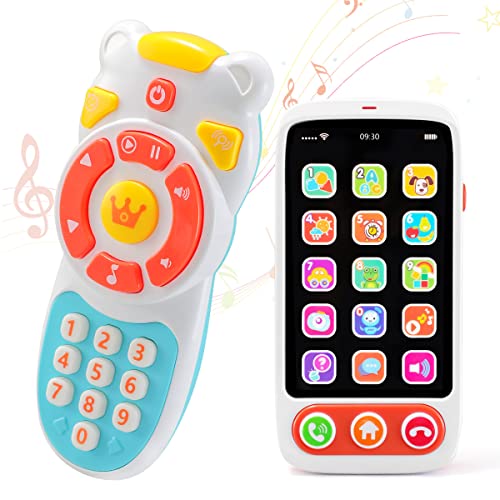 BABBYO Baby Toy Phone with Big Touch Screen & Toy Remote Control for Baby,Play Phones for Kids & Toy Remote for Baby