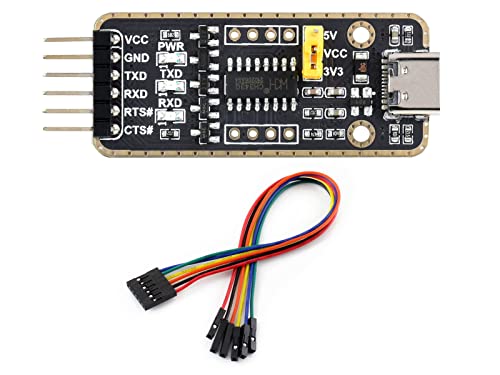 Waveshare USB to UART Communication Module High Baud Rate Transmission with Type-C Connectors Multi-Device Applicable Multi-System Compatible-Type-C Connectors
