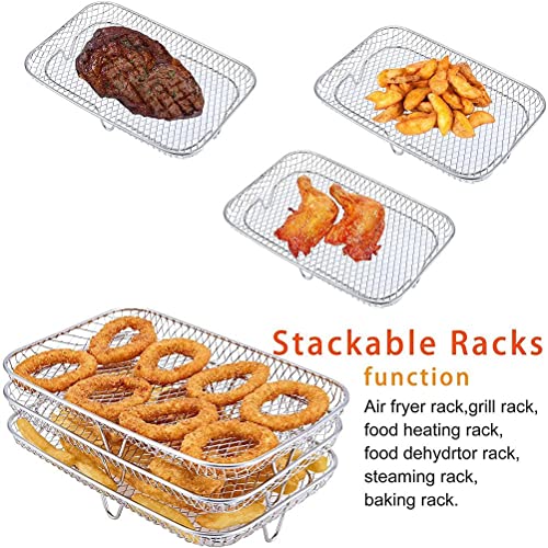 Air Fryer Rack Compatible for Ninja DZ201 Foodi, Dehydrator Racks for Oven with 3 Stackable Layer Food Grade Stainless Steel Airfryer Accessories | The Storepaperoomates Retail Market - Fast Affordable Shopping