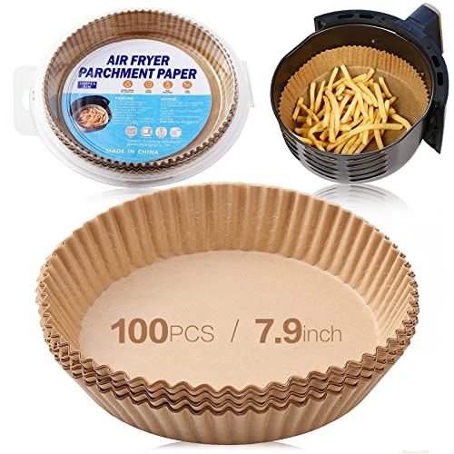 Large Air Fryer Disposable Paper Liner 8 Inch – Air Fryer Parchment Paper Disposable Air Fryer Round Liners – Food Grade Paper Liner For Air Fryer Basket – Fits Any Air Fryer 5 Quart