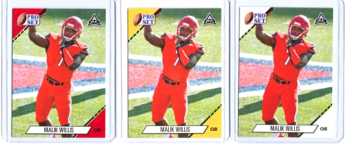 “3″ Malik Willis 2021 Leaf PRO Set “1ST Ever Printed” RED & Gold Rookie Card LOT