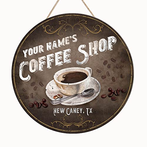 Artsy Woodsy Custom Coffee Bar Sign 8″ 12″ 18″, Personalized Vintage Retro Rustic Coffee Sign Kitchen Decor, Coffee and Tea Bar Sign, Coffee Lover Signs, Love Is Brewing, Wine & Coffee Bar Decor (04)