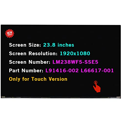 Replacement L91416-002 LM238WF5(SS)(E5) L12029-273 LCD Display Panel Kit 23.8 IPS ZBD 1080p for HP AIO 24-DF1056 24-DF1076 24-DF1124 24-DF1237C 24-DF1270 LCD Touch Screen