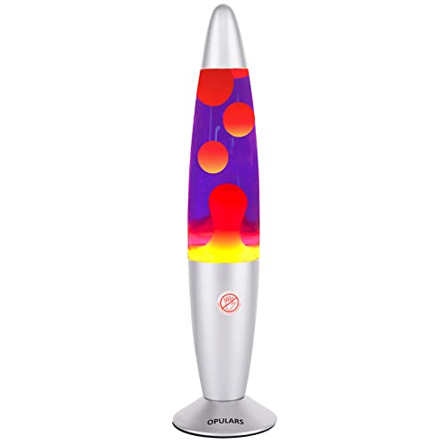 OPULARS Lava Lamp Motion Lamps for Adults Kids and Teens, Silver Base Lamp 13.5-inch with Orange/Yellow Wax in Purple Liquid,Christmas Thanksgiving Lights for Bedrooms Cool Stuff Birthday Gift