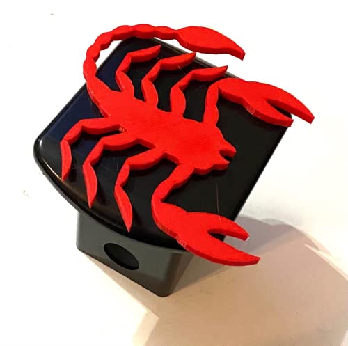 Scorpion in 3D – Black with Red 2 inch Trailer Hitch Cover – Love Cool Design