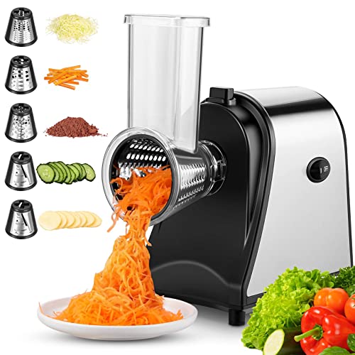 150W Electric Cheese Grater, 5 In 1 Professional Salad Shooter Cheese Grater Electric Spiralizer For Veggies, Salad/Broccoli Slaw/Cheeses/Fruits